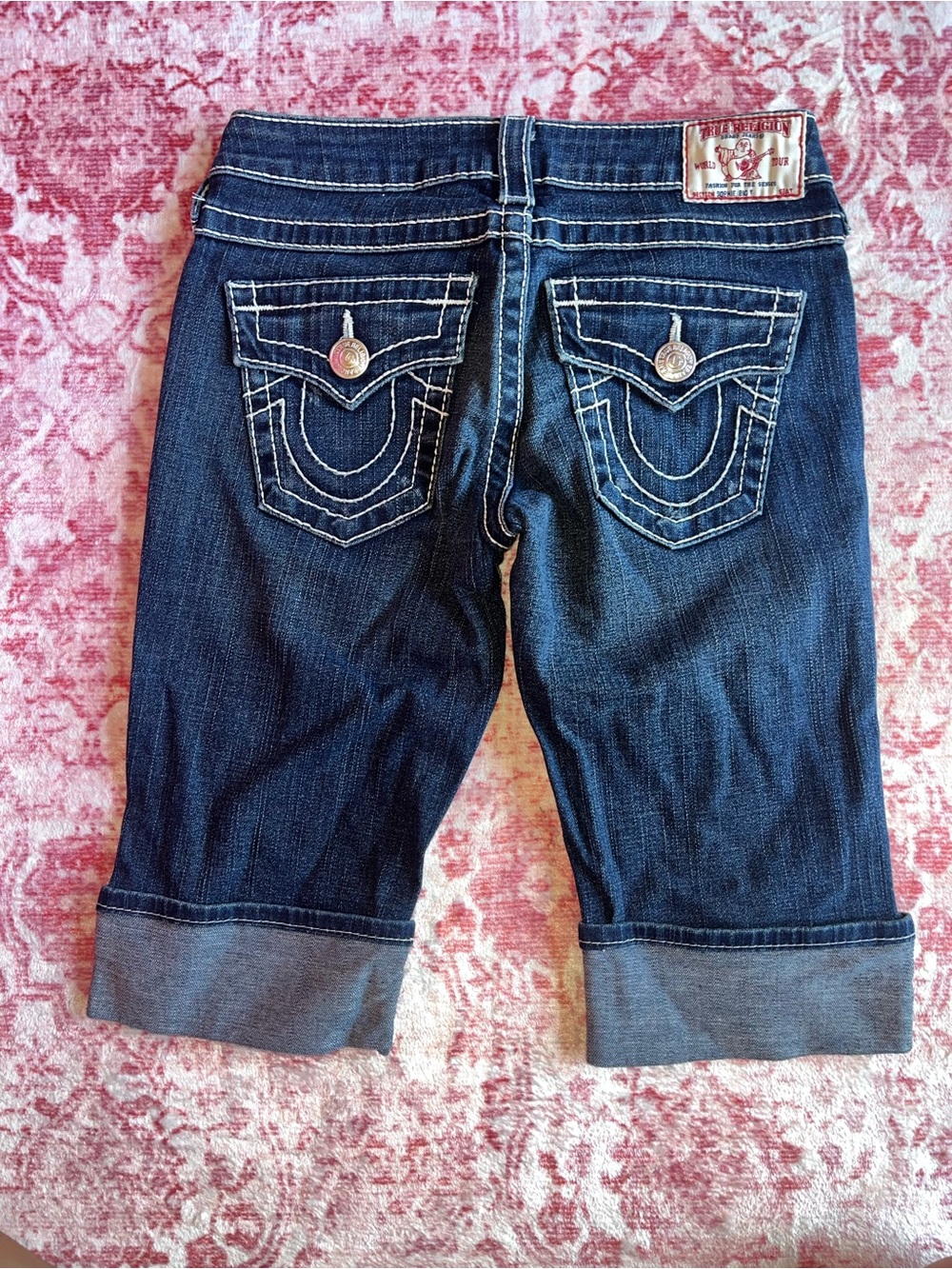 True Religion Dark Blue Cropped Denim Capri Jeans